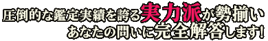 圧倒的な鑑定実績を誇る実力派が勢揃い あなたの問いに完全解答します!